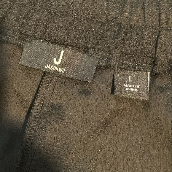 J Jason Wu Black Jogger Black Crepe Wide Leg Draw String Elastic Cuffs L - Picture 9 of 9